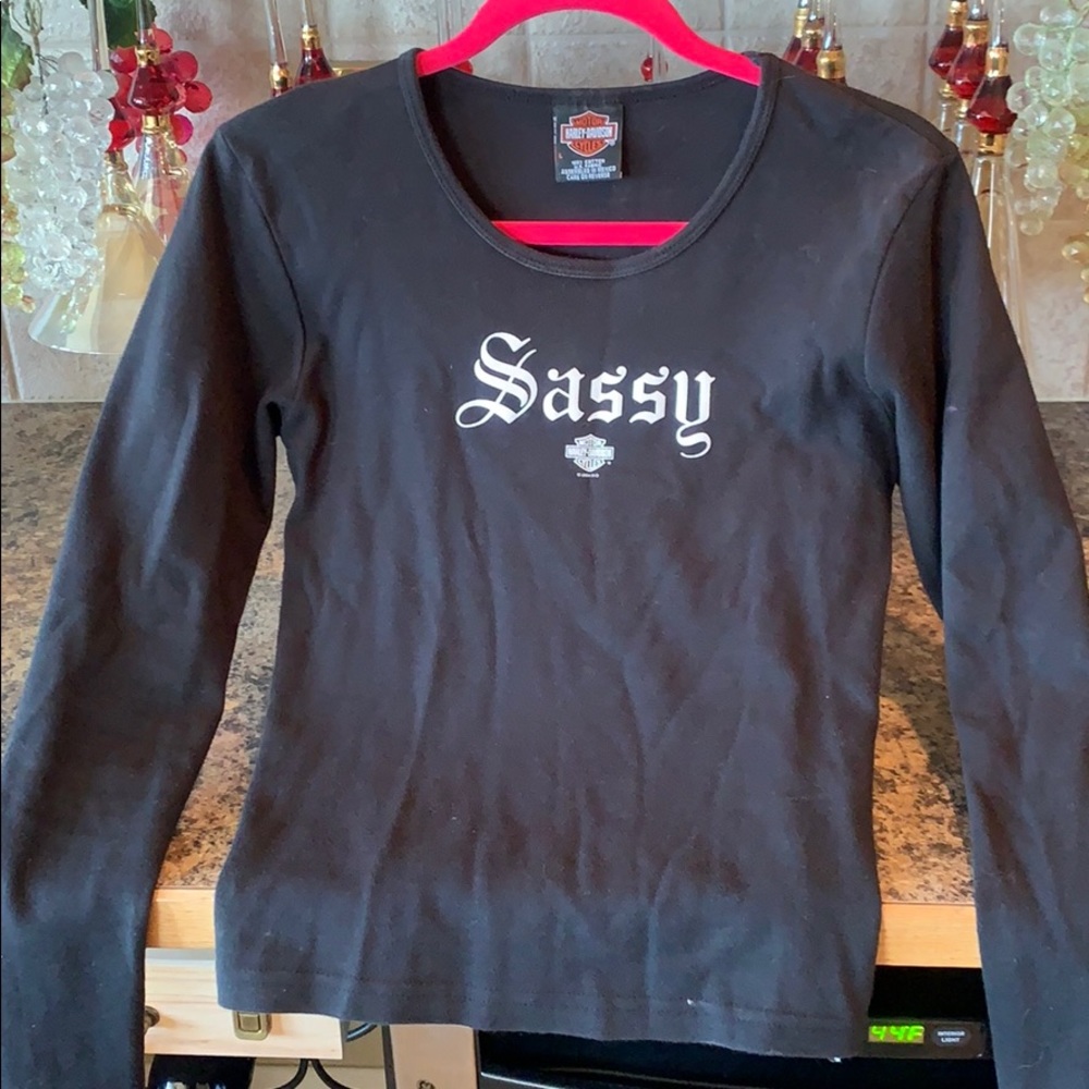 Sassy, Harley Davidson long shirt Tee sz. L